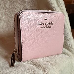 kate spade “Chalk Pink” Saffiano Zip Around Wallet 4*4*1”